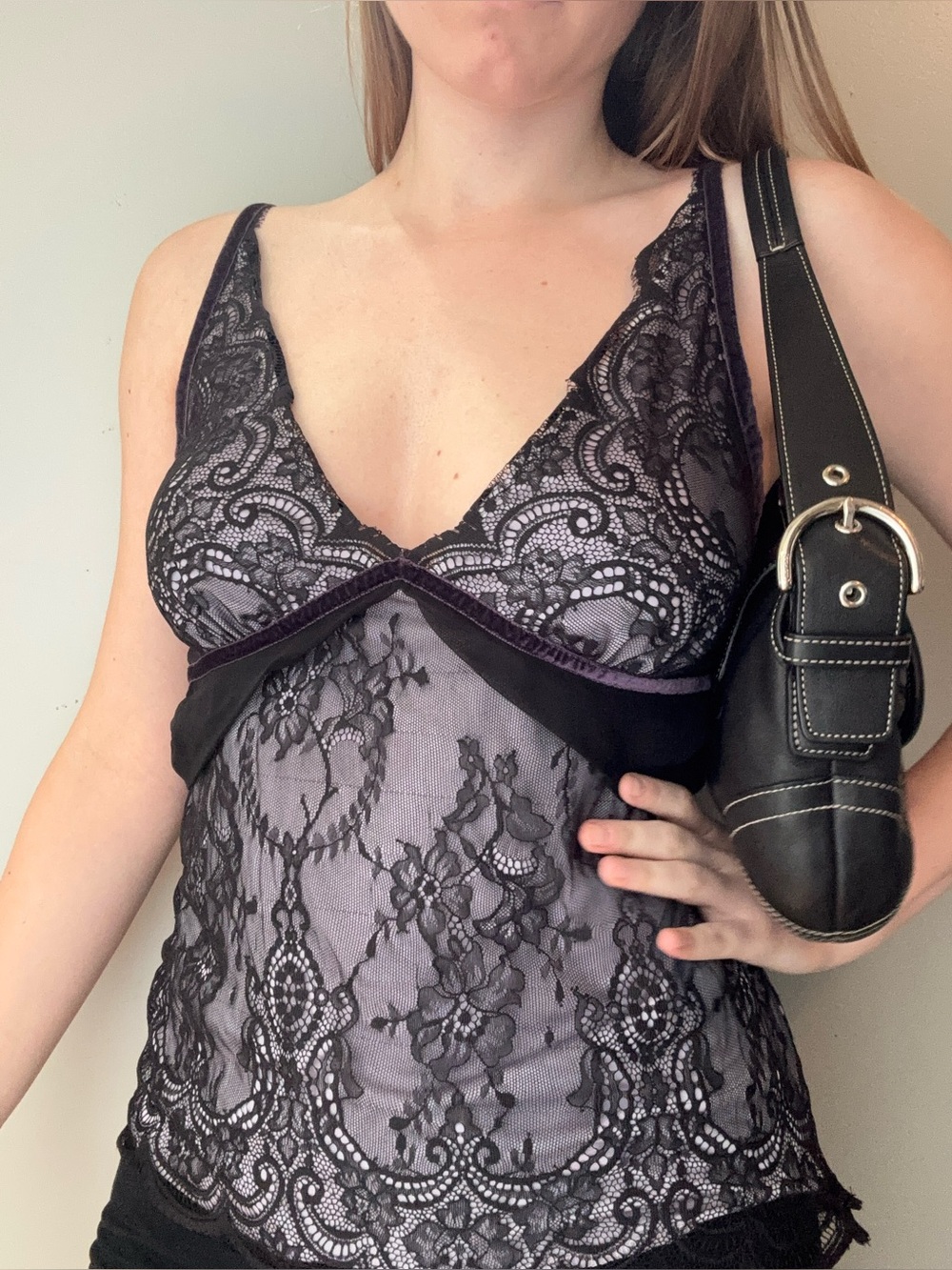 Moda International Black Lace Baby Doll Camisole